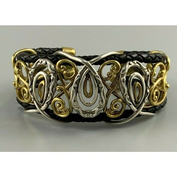 Carolyn Pollack Sterling Silver Leather Cuff
